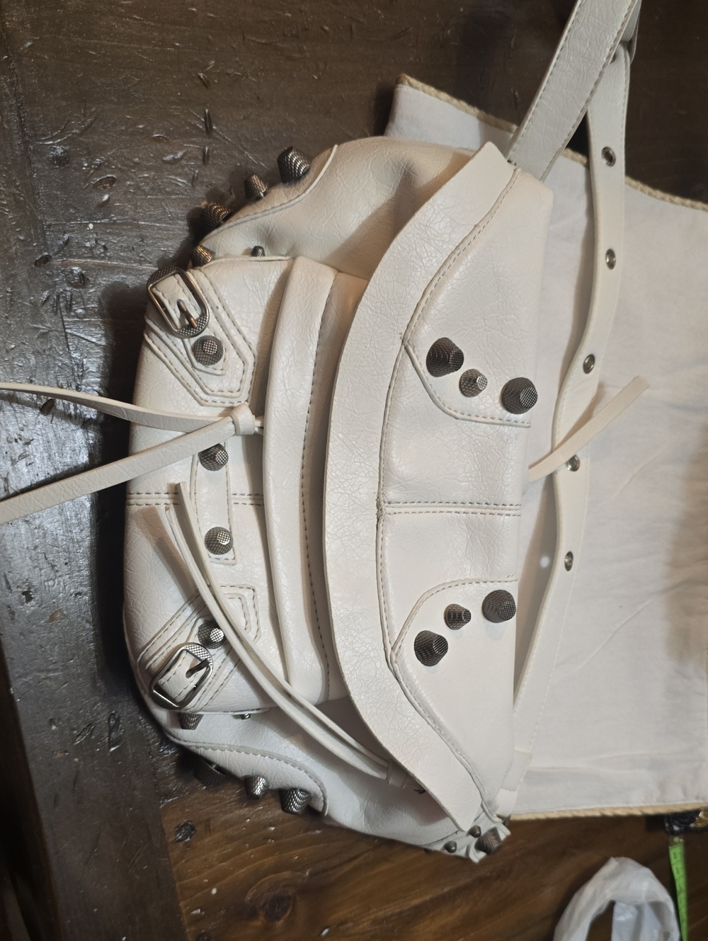 White Women's Stud-Accent Shoulder Bag Or Bumbag